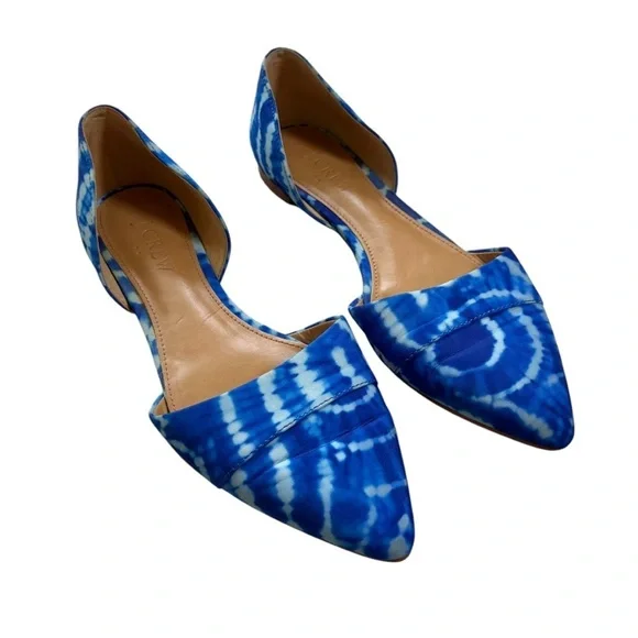 J.Crew Women's Blue and White Tie Dye D'Orsay Flats, Style #C4927, Size 6 - Picture 2 of 12